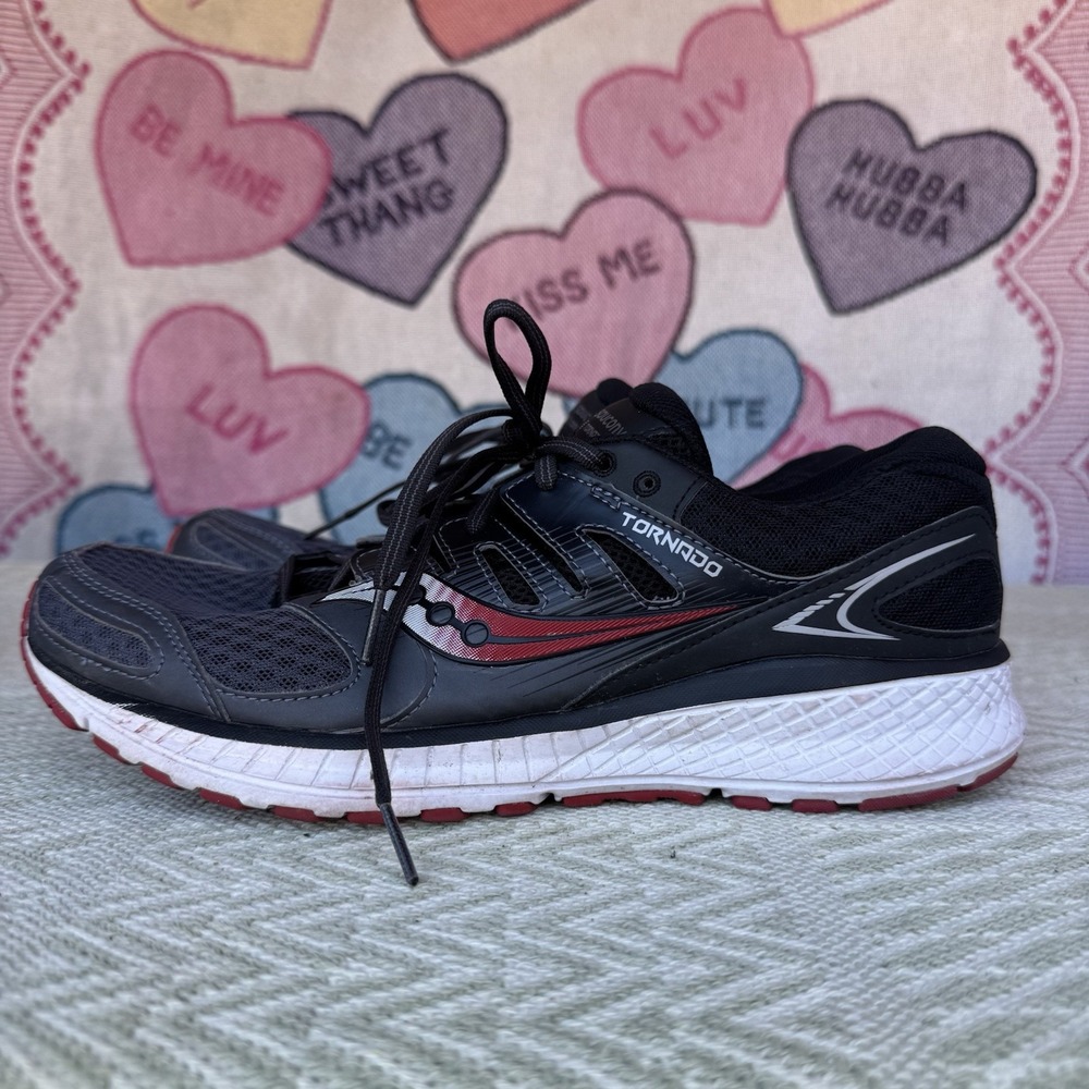 Size 9.5 - Saucony Tornado 2 Low Mens Running Shoes Black Red White S25439-10